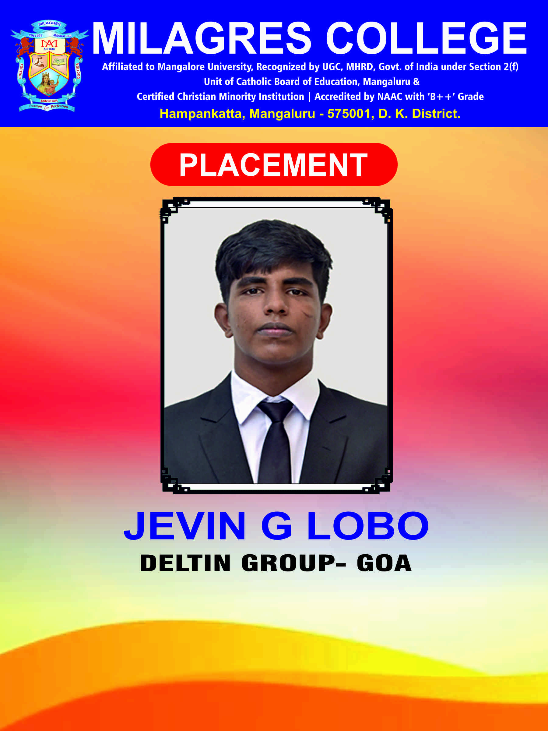 Successfully placed student